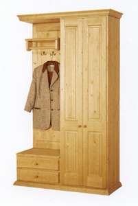 Garderobe Ewald, 2-tlg, Breite 129 cm, Fichte roh, oder Oberfläche nach Wunsch gegen Aufpreis