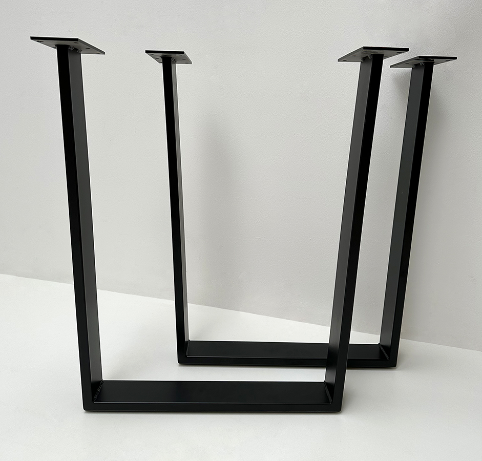 Tischkufe Metall Rechteckform, Pulverbeschichtet schwarz, SCHW
