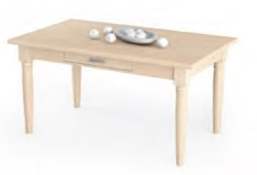4-Fuß-Tisch mit Schublade, 130 x 90 cm, Fichte massiv