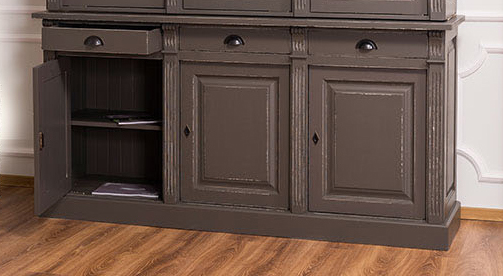 Anrichte, Kommode, Sideboard, 3 Türen, 3 Schubladen, Kiefer massiv zweifarbig antik lackiert