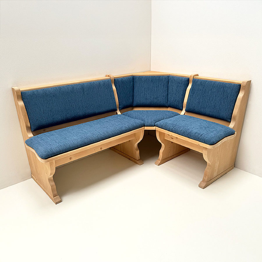 Eckbank Amberg Piccolo 165/125 cm, solo, mit Truhe, Vollpolster, Landshut blau