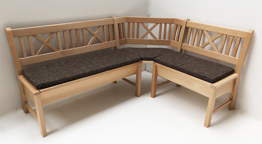 Eckbank Bodensee 137/179 cm, Buche massiv, Polstersatz genäht Stoff Natura 804