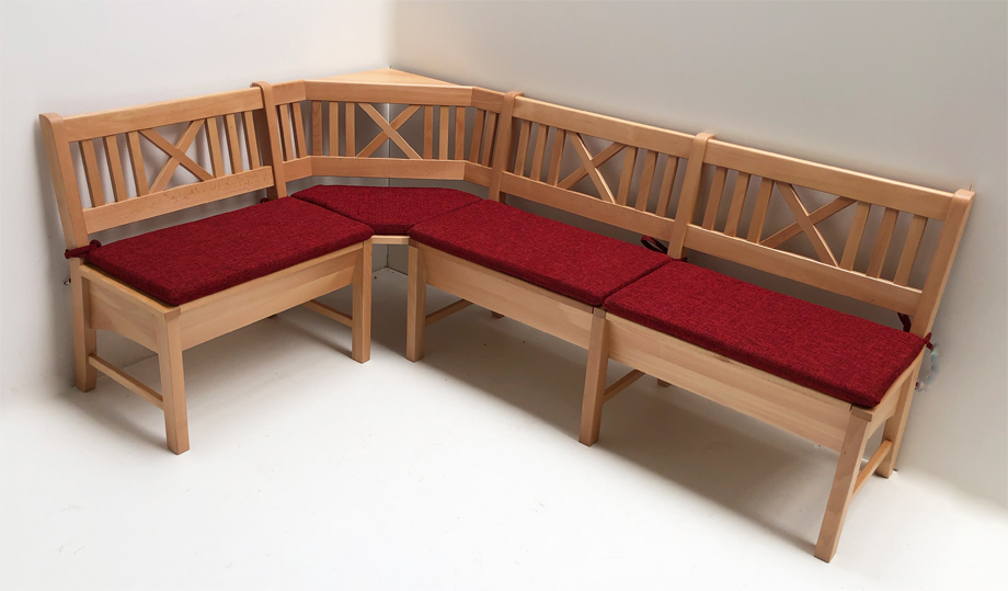 Eckbank Bodensee 137/209 cm, Buche massiv, Polstersatz genäht Stoff Natura 809