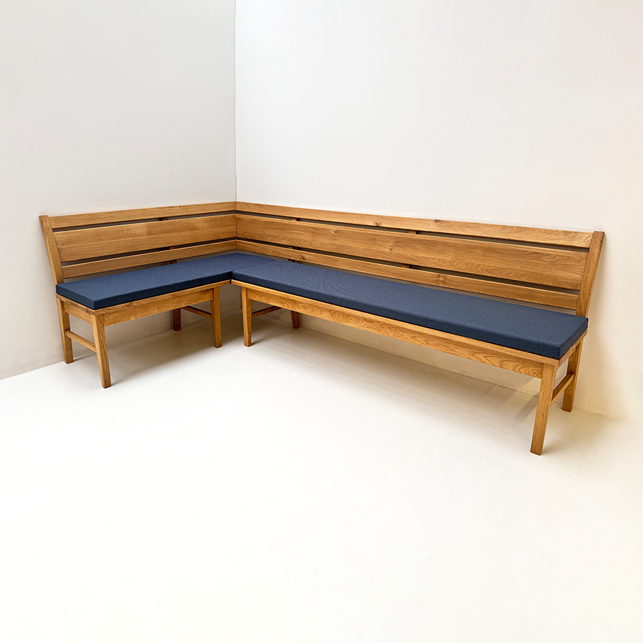Eckbank Iseo Sondermaß 140/240 cm, Wildeiche geölt, Polsterplatte Verano 675