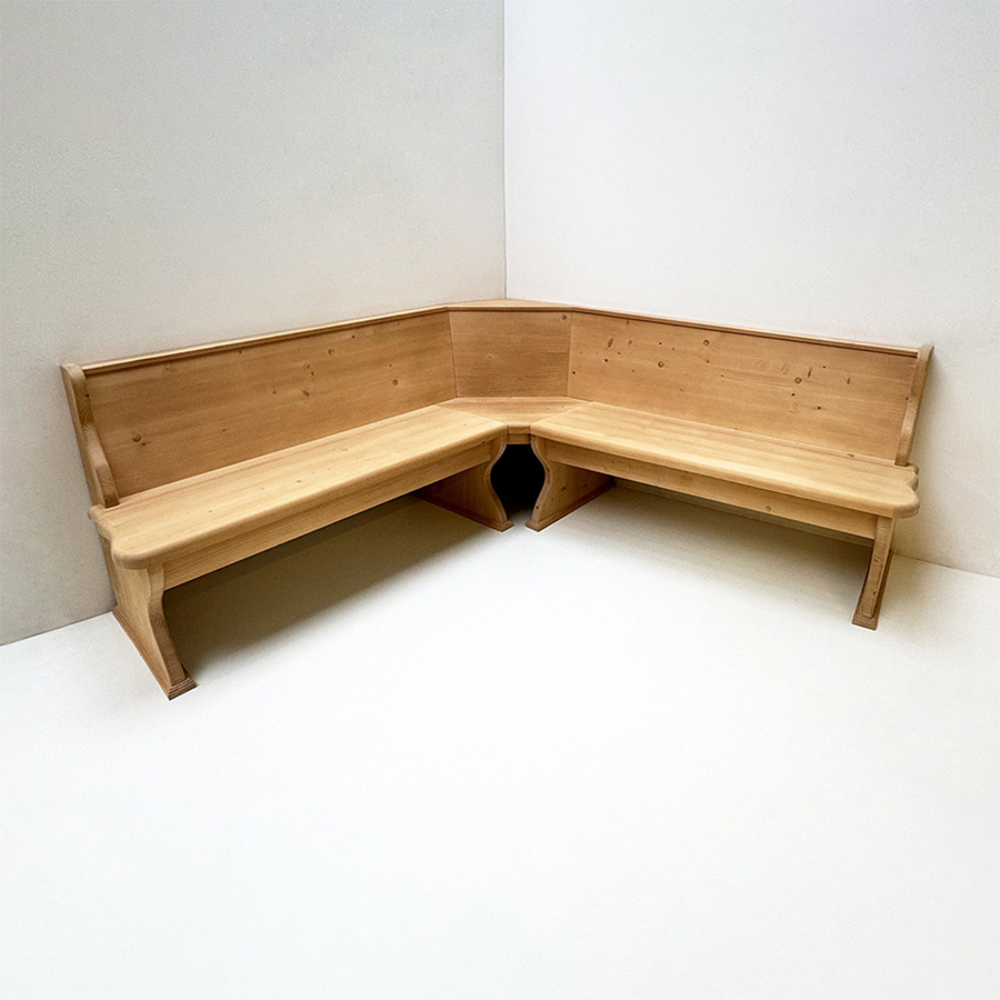 Eckbank Lindau 200/200 cm mit Truhen, Glattrücken, ohne Kassetten, ohne Polster