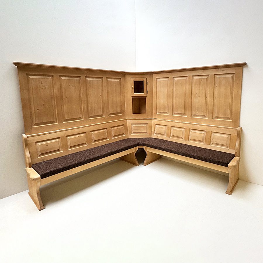 Eckbank Lindau 250/230 cm, Truhen, Sitz Vollpolster, Natura 804, Wandverkleidung, Eckkastel m. Türe