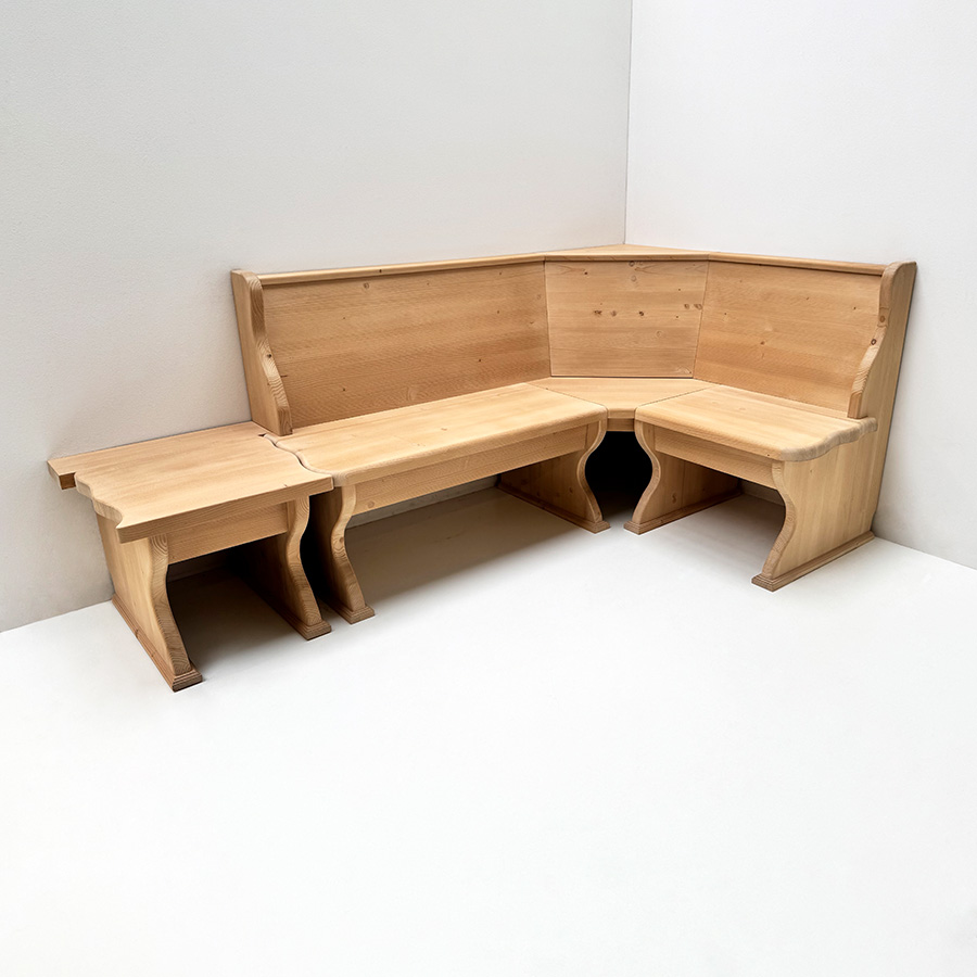 Eckbank Lindau 165/125 mit Truhen, Glattrücken, mit Anstellhocker 50 cm links rechts stellbar