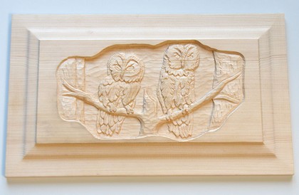 Füllung Kasette Geschnitzt Eulenmotiv