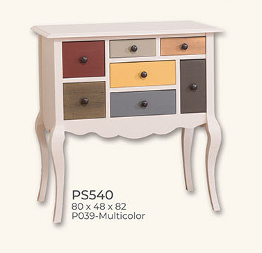 Beistelltisch Konsole, Anrichte, Kiefer massiv, multicolor