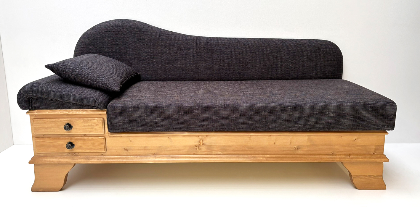 Sofa Liege Chiemgau, Sitzhöhe 50 cm, Holz Antik hell, Natura 329