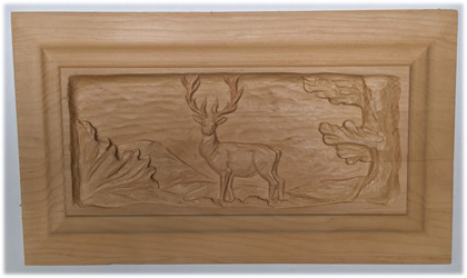 Füllung Kasette Geschnitzt Hirschmotiv
