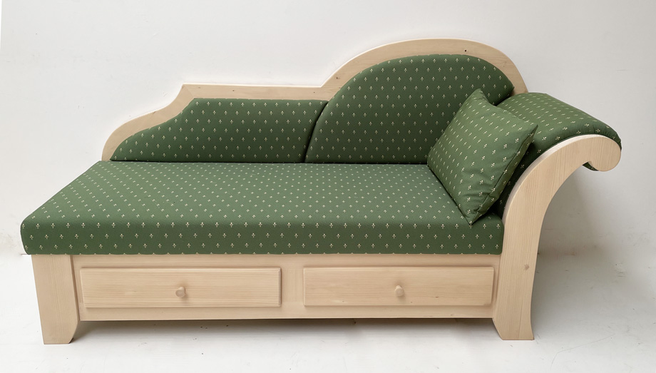 Recamiere Chaiselongue MITTENWALD, gerader Rücken, Kundl grün