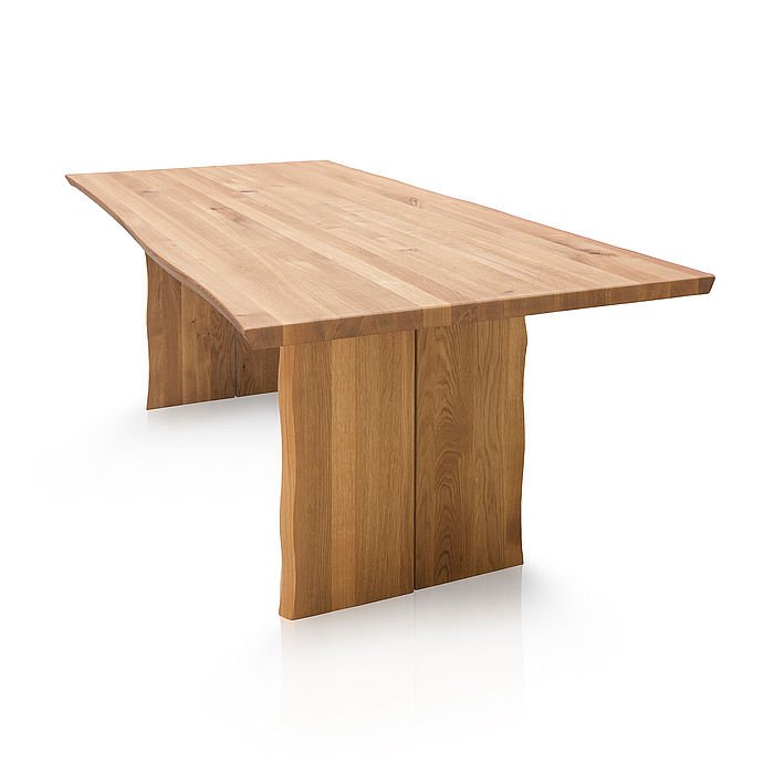 Baumtisch Tisch Oviedo 2, 140/90 cm, ohne Mittelfuge, Wildeiche geölt