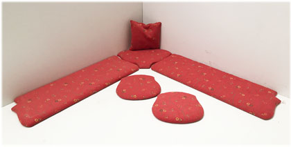 Kissensatz Polsterplatte Eckbankgruppe Landau, Pöchlarn Ranke rot , 38 Lagerstoffe preisgleich