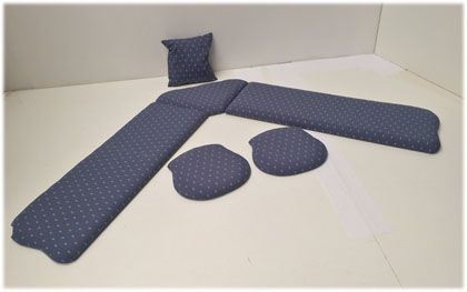 Kissensatz Polsterplatte Eckbankgruppe Landau, Kundl blau, 38 Lagerstoffe preisgleich