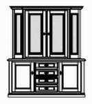 Sideboard mit Aufsatz , 2 Türen mit Glasfüllung , 