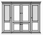 Wohnschrank 4-teilig , 2 Türen mit Holz-Glasfüllun