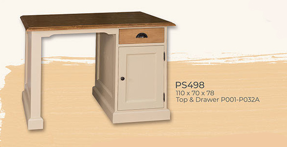 Schreibtisch, 1 Tür, 1 Schublade, Kiefer massiv