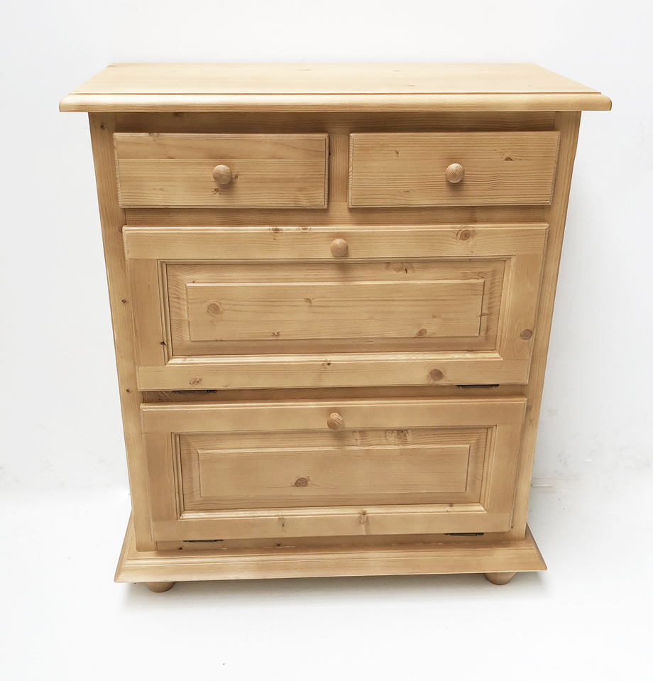 Mehrzweckschrank Schuhschrank Füssen, 2 Klappen, 2 Schubladen, Holzknöpfe