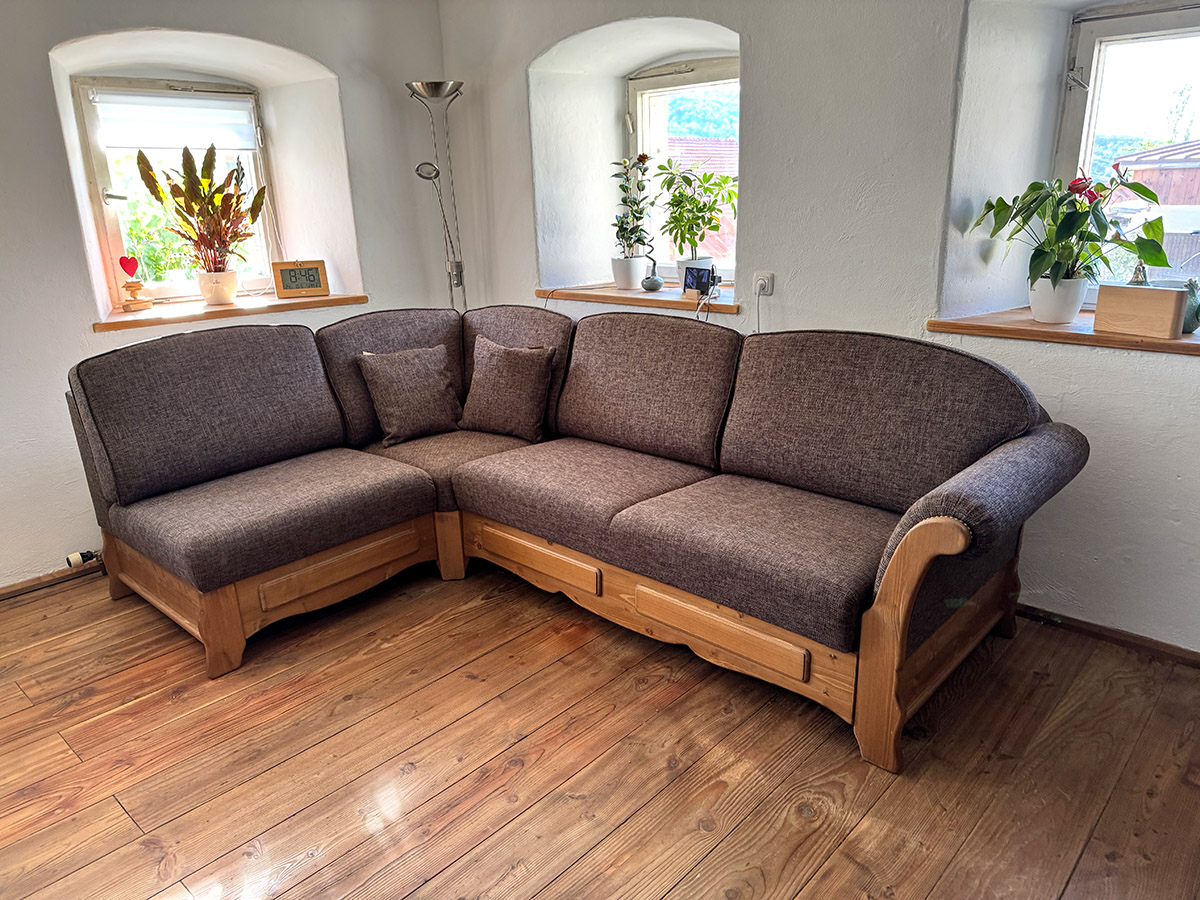 Sofa Ecksofa Sterzing 172/267 cm, Natura braun, 38 Lagerstoffe preisgleich !