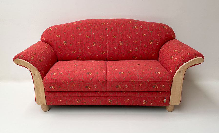 Polstersofa Wallis 344-25, 2,5-Sitzer, Länge 185 cm, Stoff Pöchlarn Ranke rot