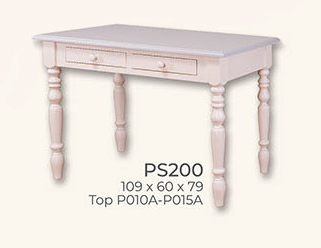 Schreibtisch, 2 Schubladen, Kiefer massiv, zweifarbig antik lackiert