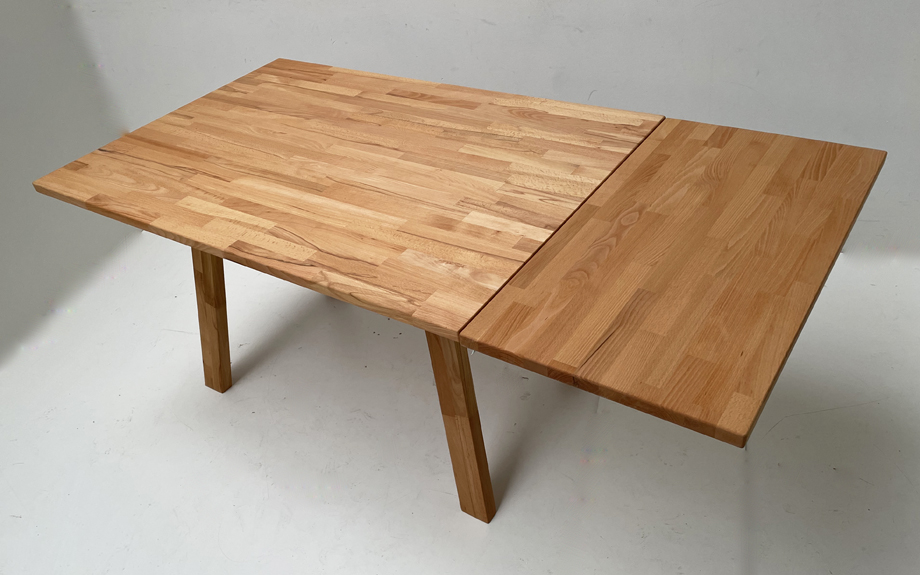 Tisch Roberto, Buche, 120/(170) 85 cm, Auszug und Einlegeplatte 45 cm , Platte massiv, keilverzinkt