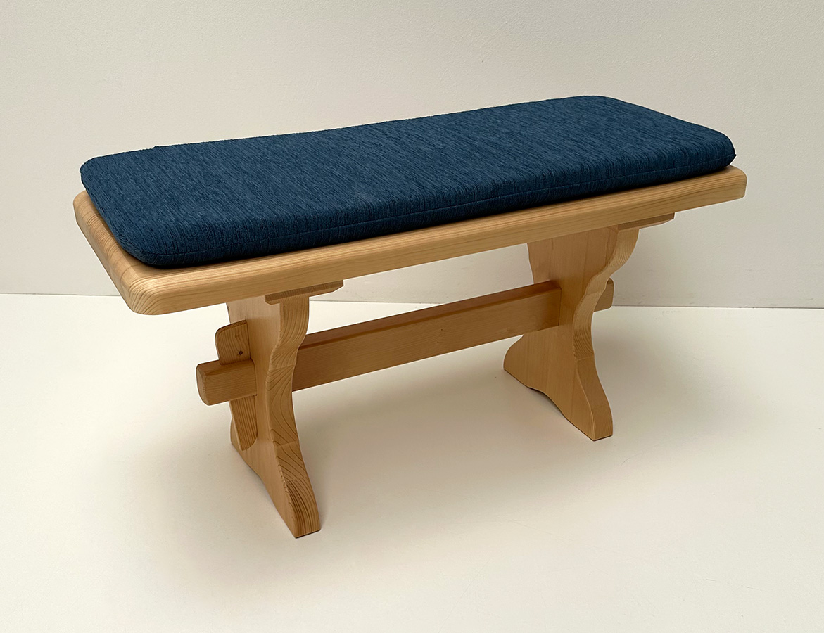 Vorbank Lindau, Ausführung schwer, Länge 90 cm, Kissen genäht , Landshut blau