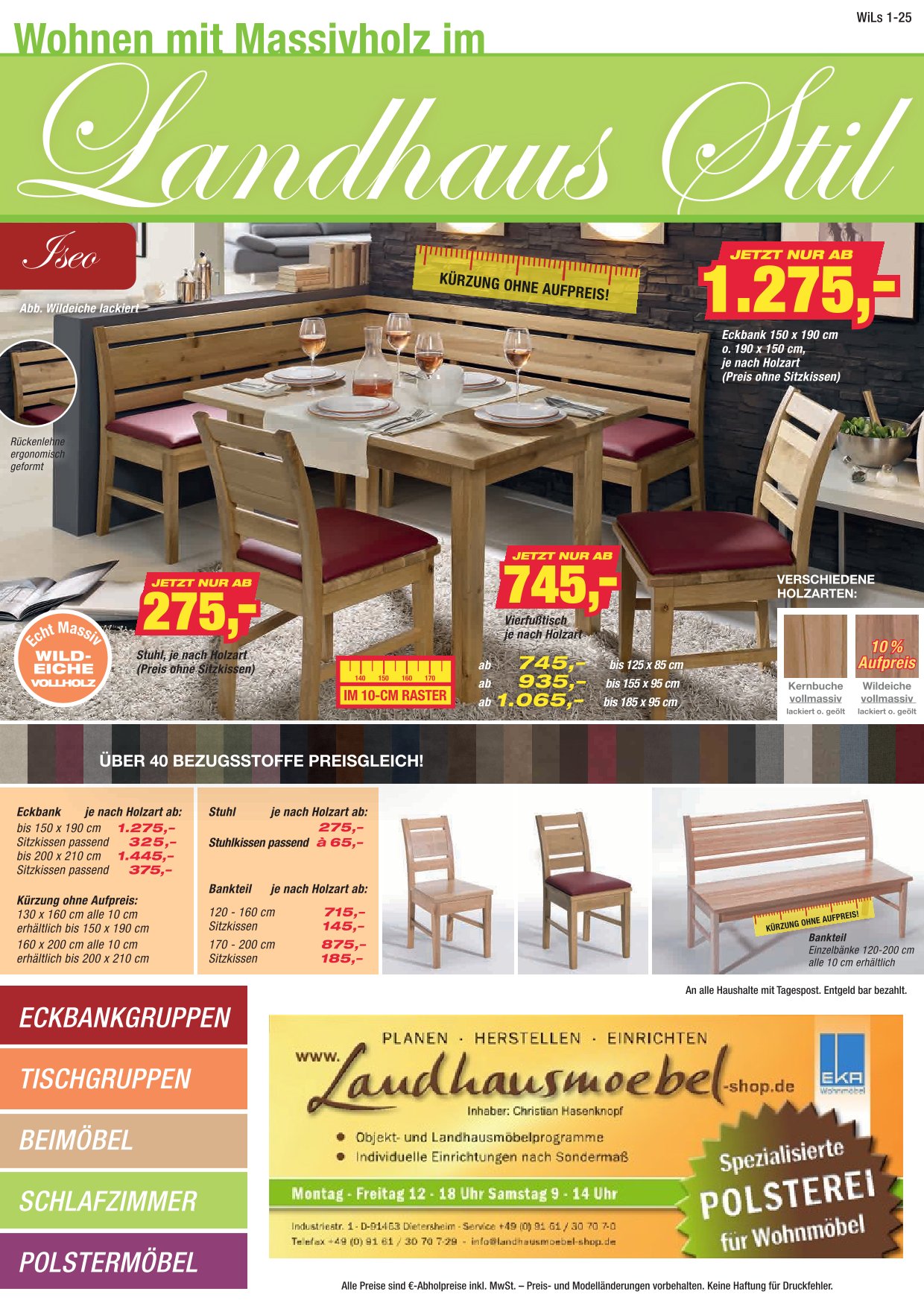 Wohnen mit Massivholz im Landhausstil 2025, Wils 1-2025, Der neue Landhausmöbel Prospekt 2025