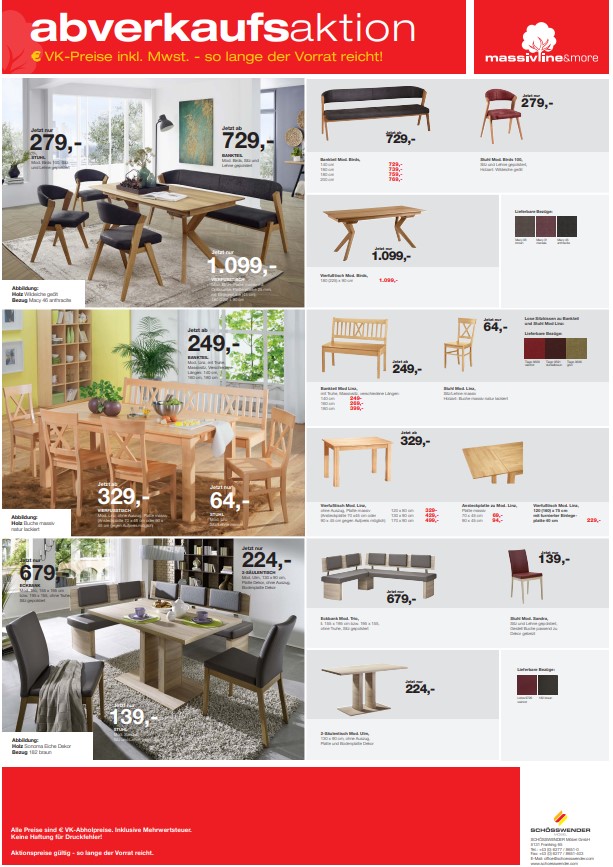 Abverkaufsprospekt Schösswender 2025 , solange Vorrat reicht
