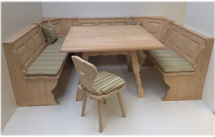 Eckbankgruppe Amberg, System Amberg , U-Bank Eckbankgruppe groß mit 4 Fuß-Tisch, Bauernstuhl