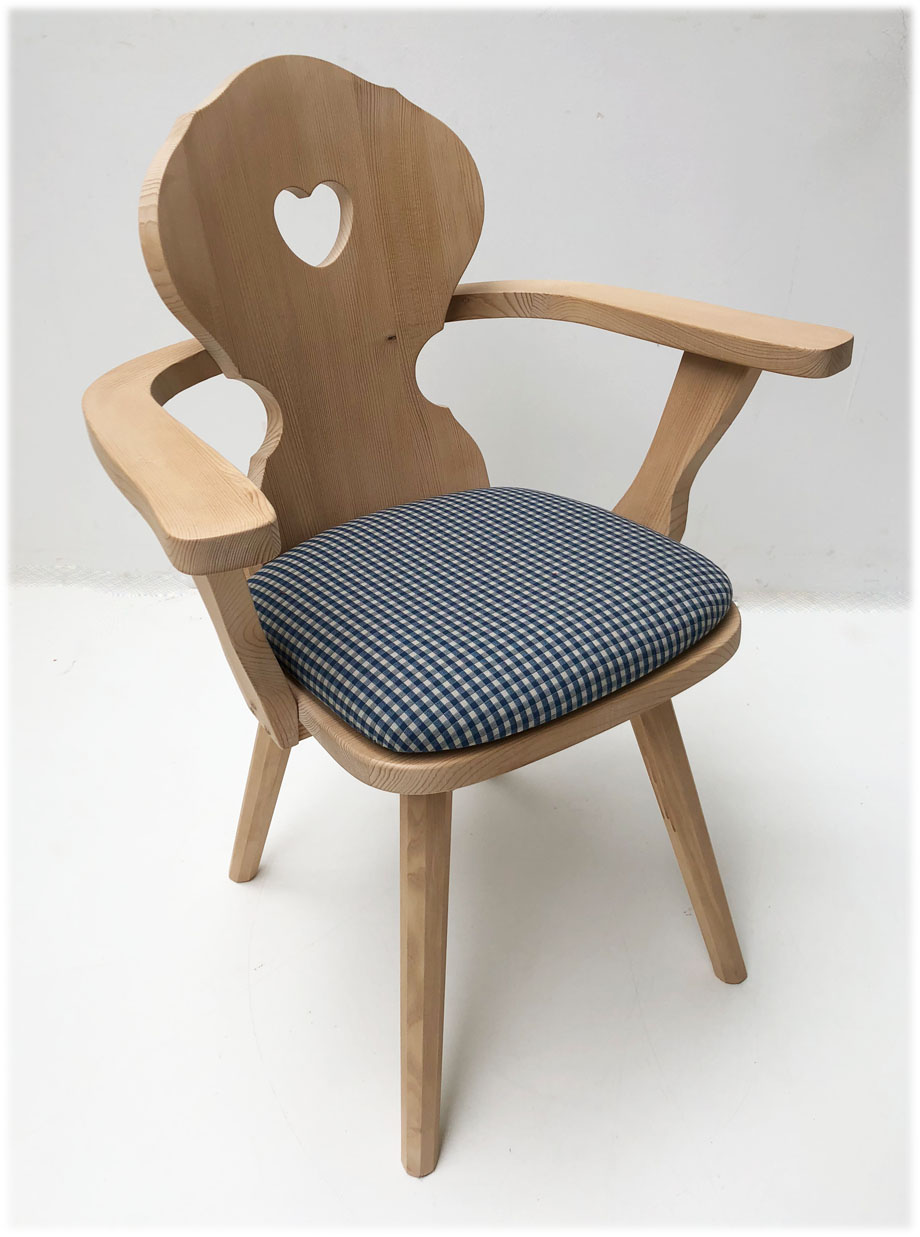 Armlehnstuhl Bauernstuhl Munich, München, Fichte, Rosner gewachst, Stoff Edelweiss AF-74852-3 blau