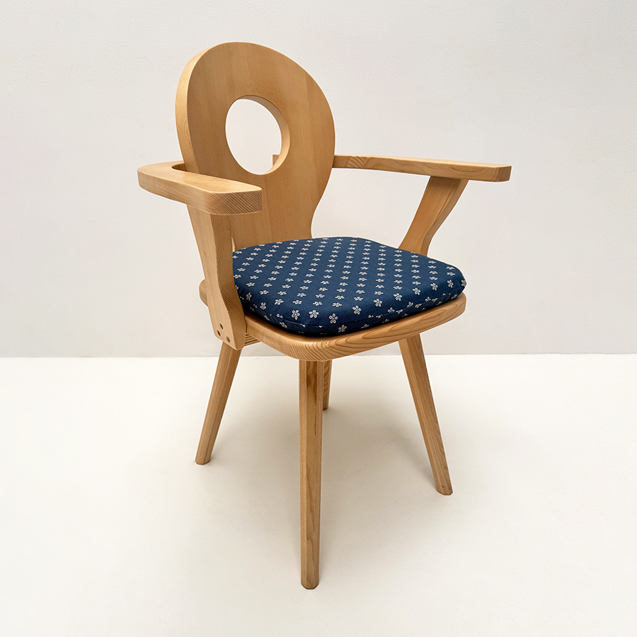 Armlehn Bauernstuhl, Armlehnstuhl, Sessel, WL-5700, Fichte, Polster genäht, AF-74851-3, blau