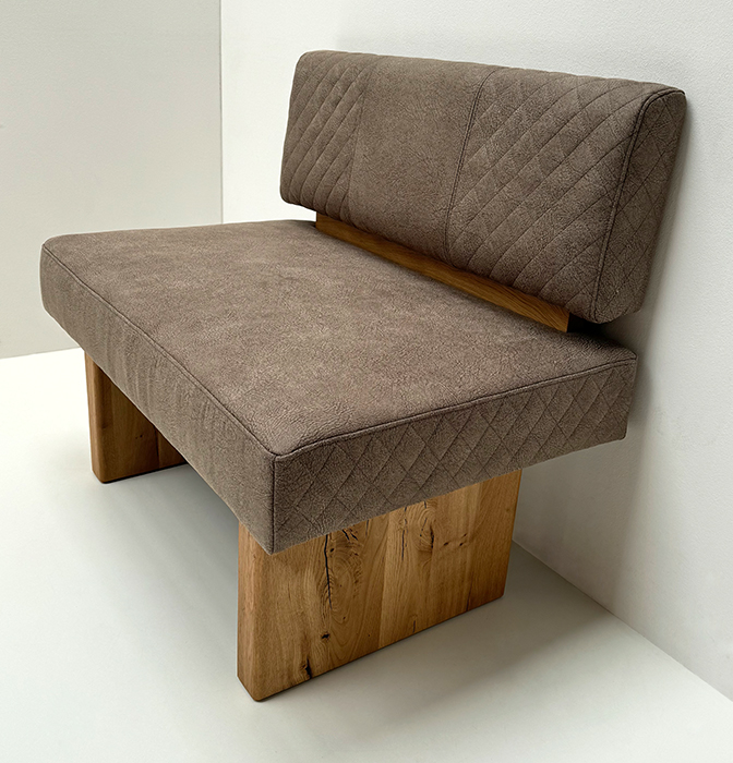 Einzelbank, Bankteil, Sitzbank GRACE Polstersitz  100 cm, Wildeiche lackiert, Bezug Stratos 9120