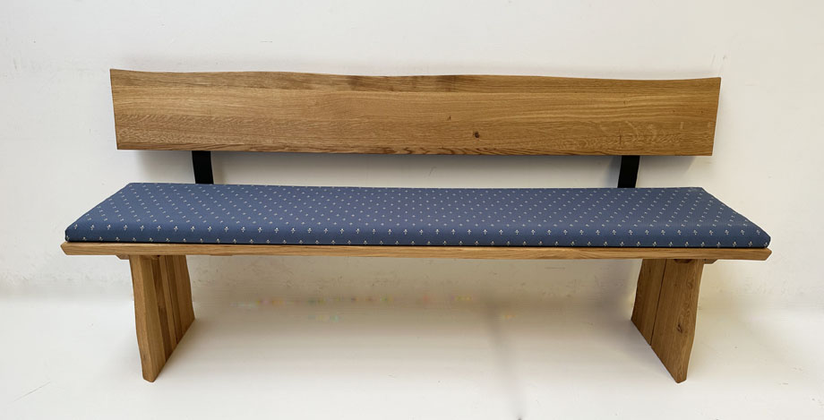 Bank Einzelbank Baumbank Oviedo, Sondermaß 190 cm, Polsterplatte Kundl blau