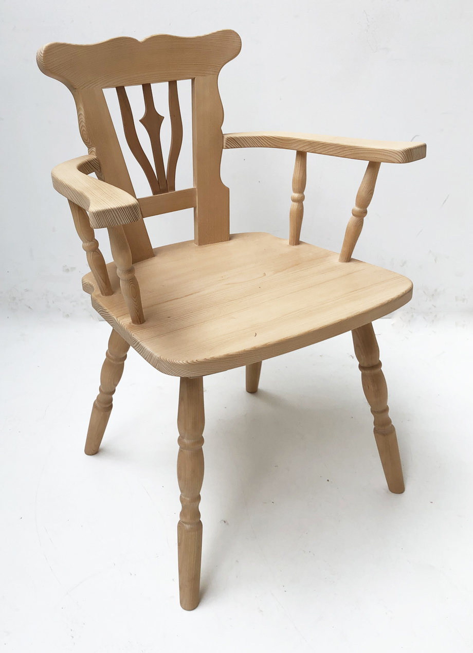 Bauernsessel Bauernstuhl Armlehnstuhl, Fichte, mit gedrechseltem Fuß, Rosner Hartwachs