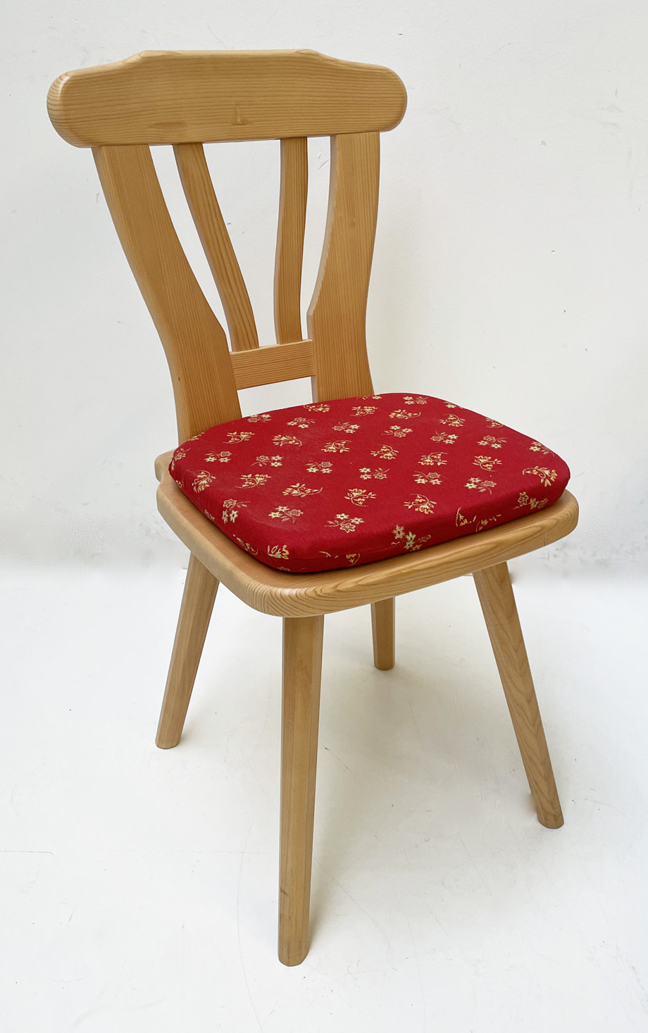 Bauernstuhl WL-Sprossenstuhl 2011, Polster genäht mit Wendelasche, Mülheim Streublume rot