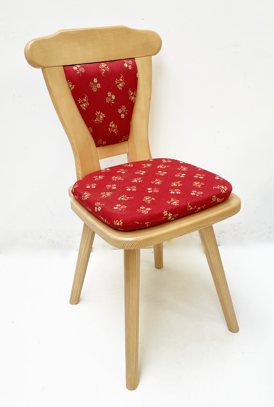 Bauernstuhl WL-Vollpolsterstuhl 2012, Polster genäht mit Wendelasche, Mülheim Streublume rot