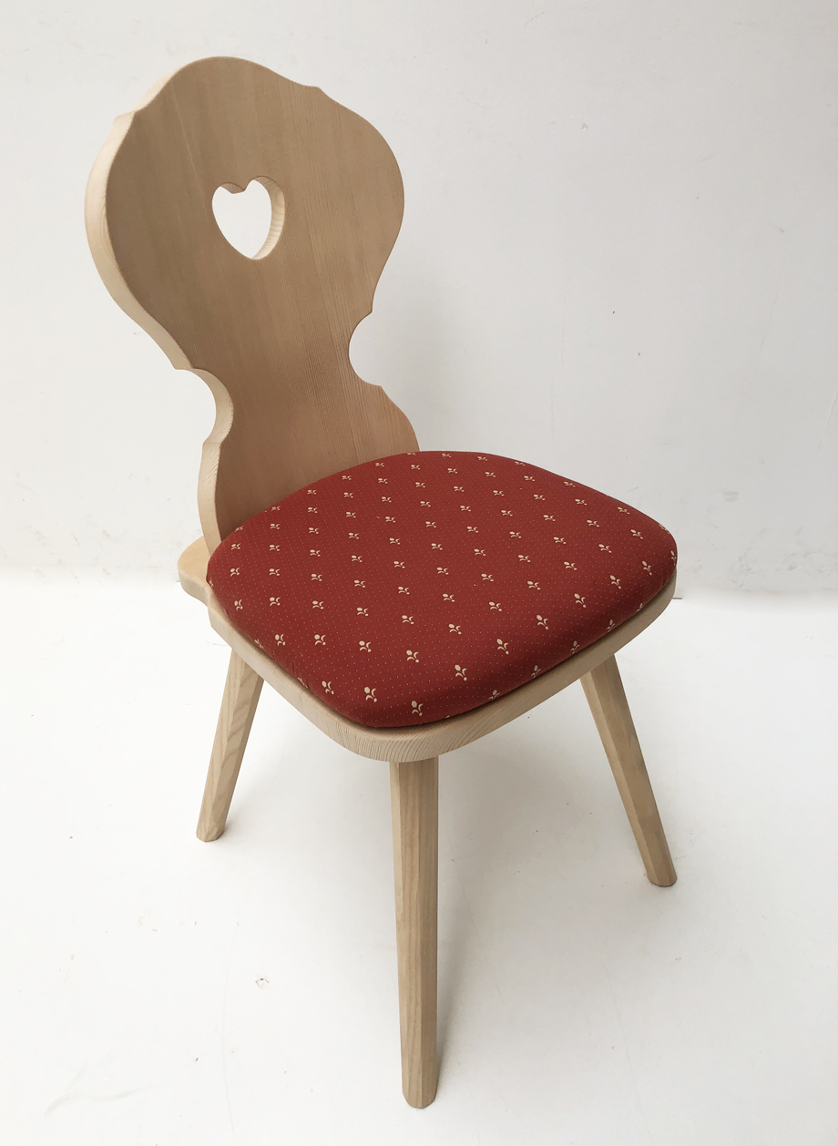 Bauernstuhl Munich, München, Fichte, Rosner gewachst, Polsterplatte Kundl rot