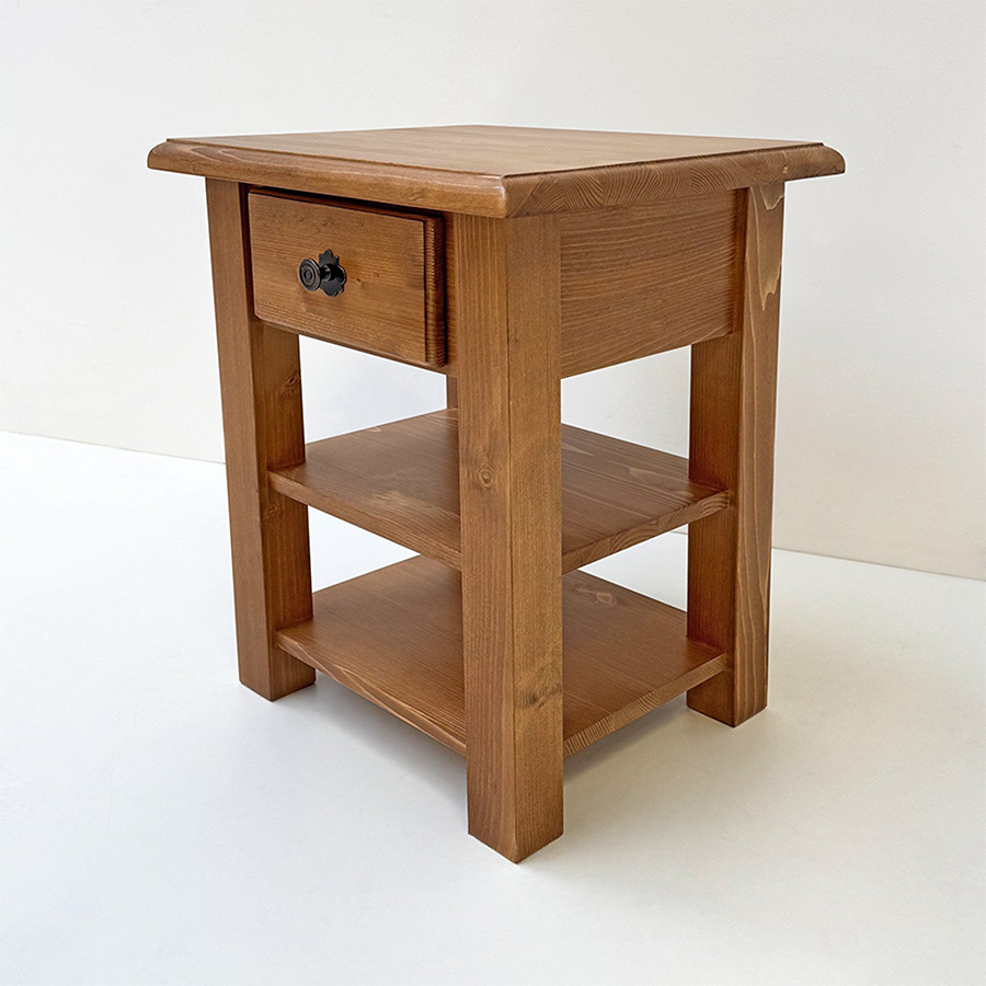 Beistelltisch Füssen mit Schubladen,  50/45 cm, H 60 cm, Kleur 2 antik dunkel lackiert