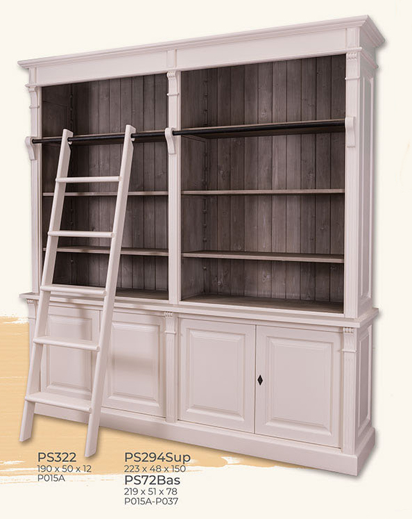 Buffet, Anrichte + Aufsatz, 4 Holztüren, offene Regalfächer, Kiefer massiv