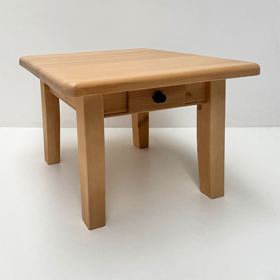 Couchtisch Nürnberg 70/70H 52 cm, mit Schubladen, Rosner 138 gewachst, Platte Nr. 16 lackiert