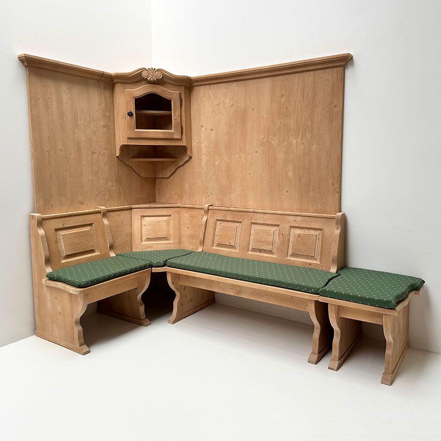 Eckbank Amberg 125/185 cm Wandverkleidung, Eckhänger Amberg, Anstellhocker, Polster Kundl grün