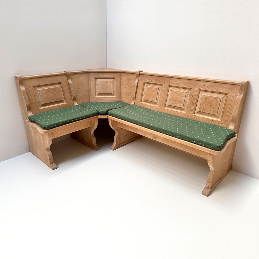 Eckbank Amberg Mini 125/185 cm solo, mit Truhe, Polster genäht, Kundl grün