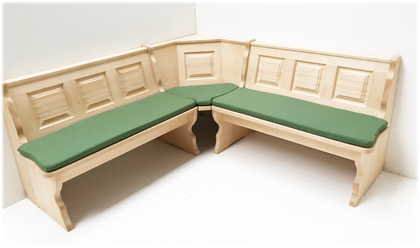 Eckbank Aurach groß 185/185 cm,  ohne Truhen, Polster genäht Wels grün 