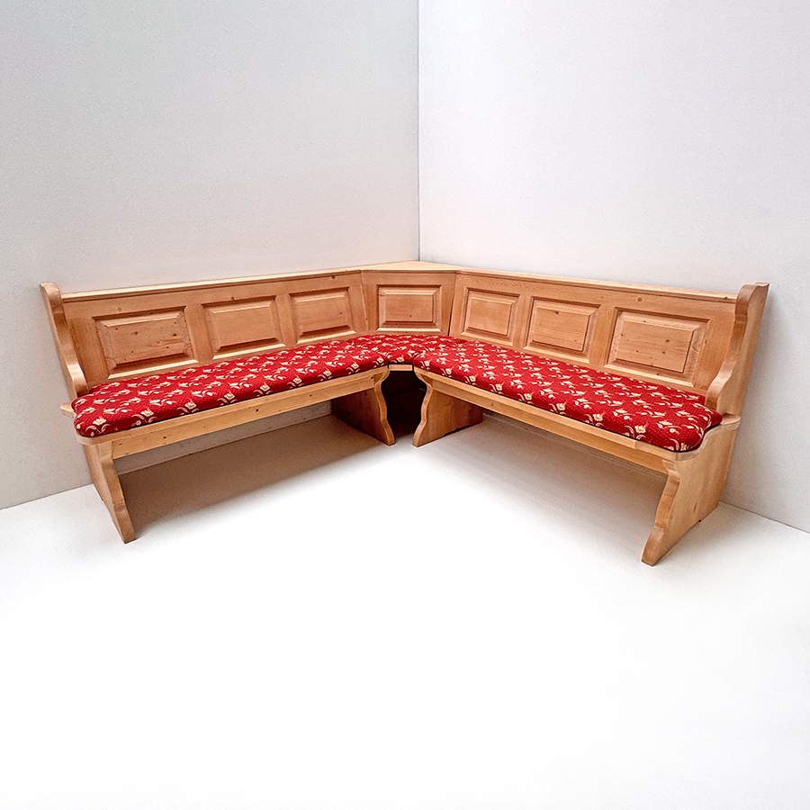 Eckbank Landau solo 195/195 cm mit Truhen aufklappbar, Polsterplatten, Kössen rot