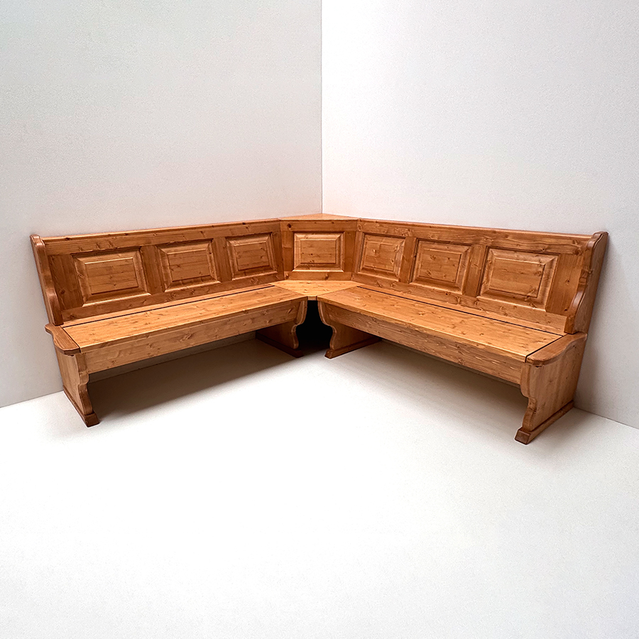 Eckbank Kufstein, 195/195 cm, mit Truhen, Antik dunkel (Kleur 2) lackiert