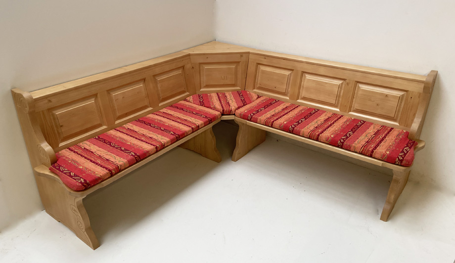 Eckbank Landau solo 195/195 cm, Kissensatz genäht, Pocking bordeaux, 38 Lagerstoffe preisgleich