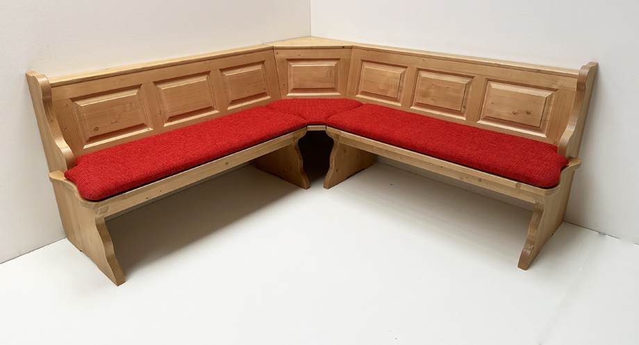 Eckbank Landau solo 195/195 cm mit Truhen aufklappbar, Hartwachs, Polster Höpke Natura 808