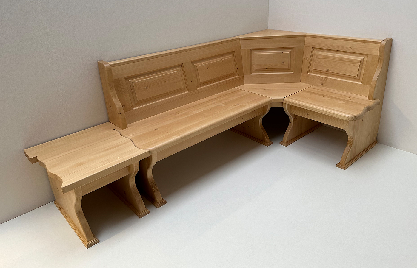 Eckbank Lindau 185/125, mit Truhen, Anbauhocker 50 cm, wahlweise links oder rechts stellbar